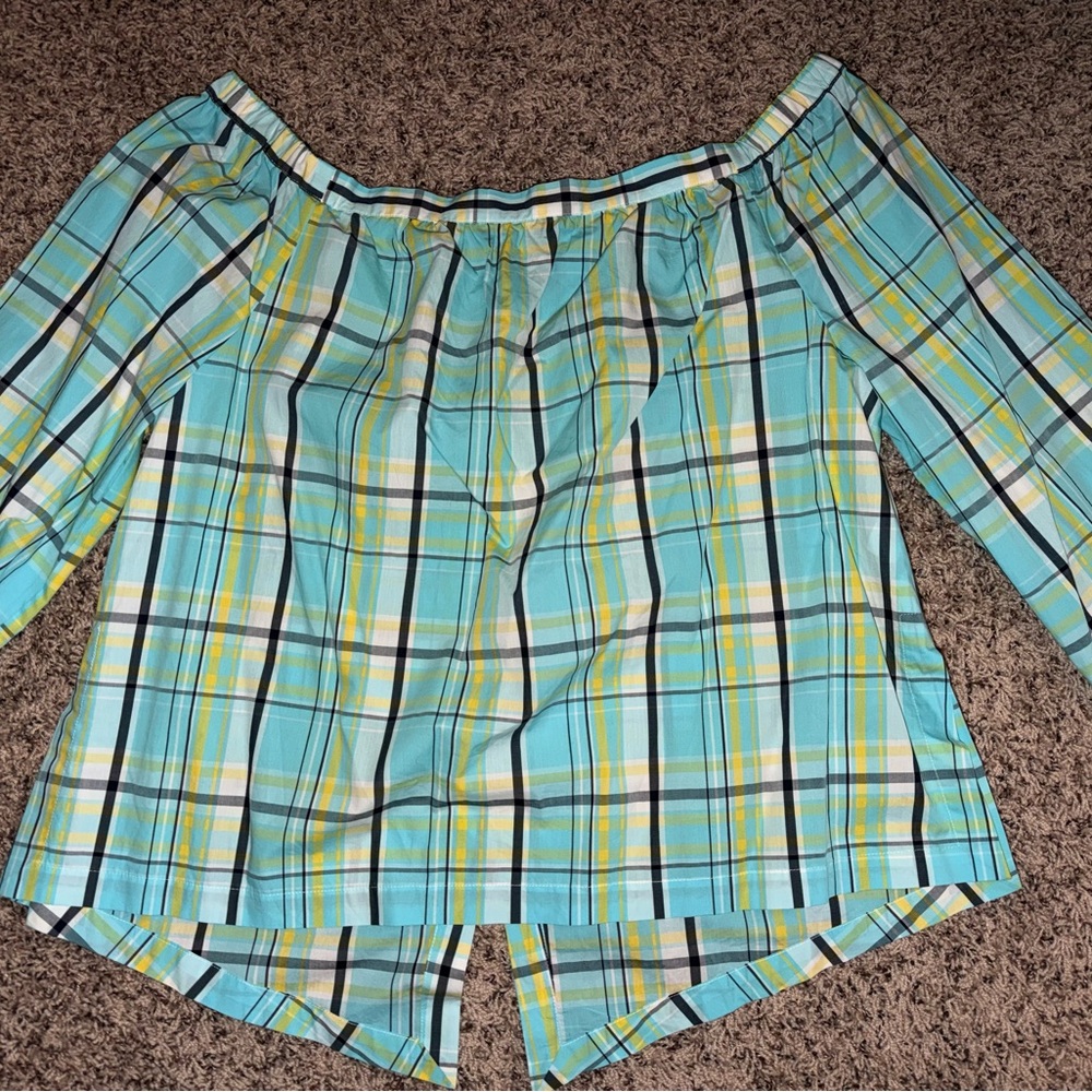 Crown & Ivy Vibrant Plaid Blouse